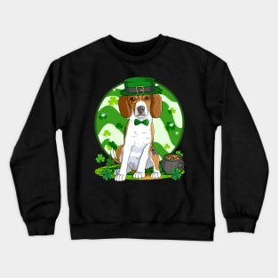 English Foxhound Dog St Patricks Day Irish Leprechaun Crewneck Sweatshirt